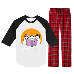 Funny Halloween Booooks! Cute Ghost Reading Library Books Gift Raglan Sleeve Pajama Set