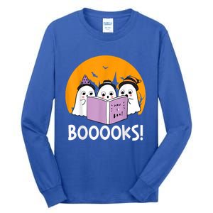 Funny Halloween Booooks! Cute Ghost Reading Library Books Gift Tall Long Sleeve T-Shirt