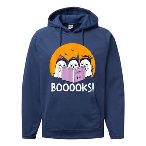 Funny Halloween Booooks! Cute Ghost Reading Library Books Gift Performance Fleece Hoodie