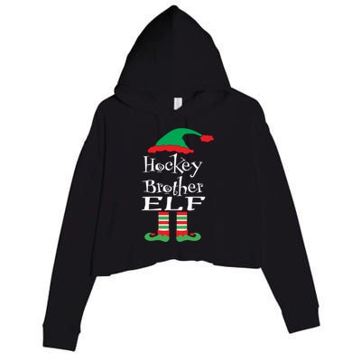 Funny Hockey Brother Elf Gift Xmas Family Ns Gift Crop Fleece Hoodie