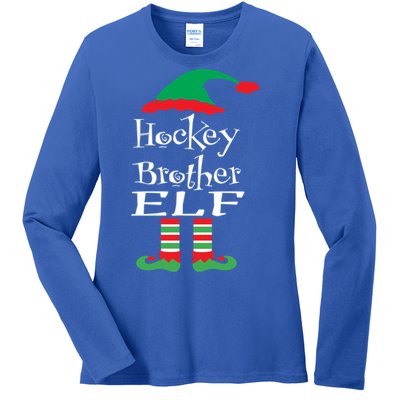 Funny Hockey Brother Elf Gift Xmas Family Ns Gift Ladies Long Sleeve Shirt