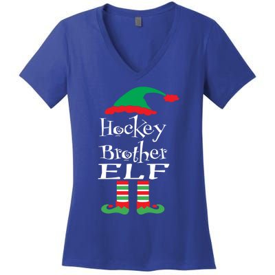 Funny Hockey Brother Elf Gift Xmas Family Ns Gift Women's V-Neck T-Shirt