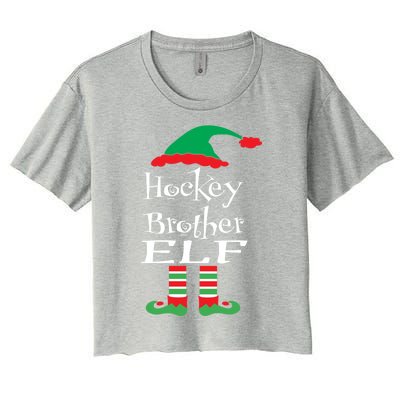 Funny Hockey Brother Elf Gift Xmas Family Ns Gift Women's Crop Top Tee