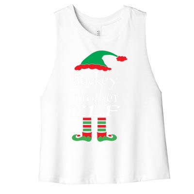 Funny Hockey Brother Elf Gift Xmas Family Ns Gift Women's Racerback Cropped Tank