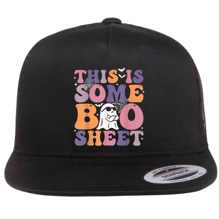 Funny Halloween Boo Ghost Costume This Is Some Boo Sheet Flat Bill Trucker Hat