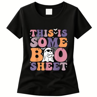 Funny Halloween Boo Ghost Costume This Is Some Boo Sheet Womens T-Shirt