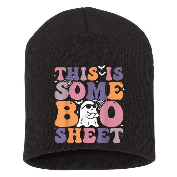 Funny Halloween Boo Ghost Costume This Is Some Boo Sheet Short Acrylic Beanie