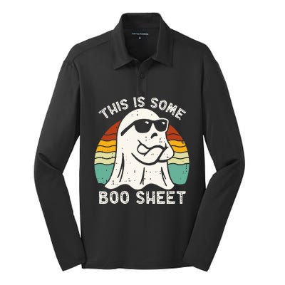 Funny Halloween Boo Ghost Costume This Is Some Boo Sheet Silk Touch Performance Long Sleeve Polo