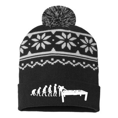 Funny Human Billiards Evolution 8 Ball Pool Cue Stick Player Meaningful Gift USA-Made Snowflake Beanie