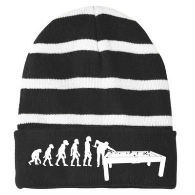 Funny Human Billiards Evolution 8 Ball Pool Cue Stick Player Meaningful Gift Striped Beanie with Solid Band