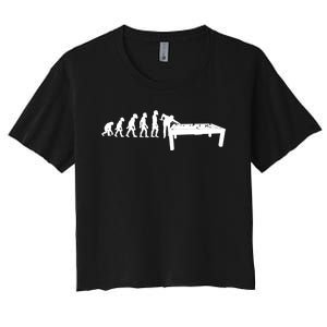 Funny Human Billiards Evolution 8 Ball Pool Cue Stick Player Meaningful Gift Women's Crop Top Tee