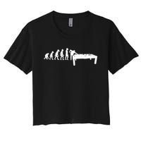 Funny Human Billiards Evolution 8 Ball Pool Cue Stick Player Meaningful Gift Women's Crop Top Tee