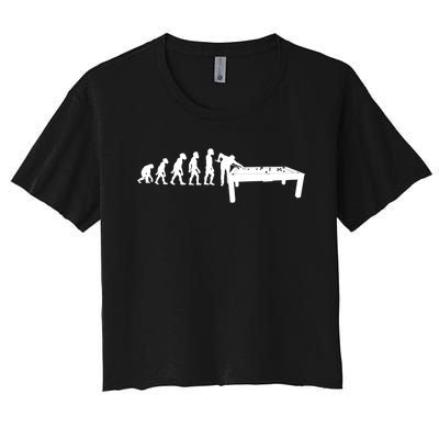 Funny Human Billiards Evolution 8 Ball Pool Cue Stick Player Meaningful Gift Women's Crop Top Tee