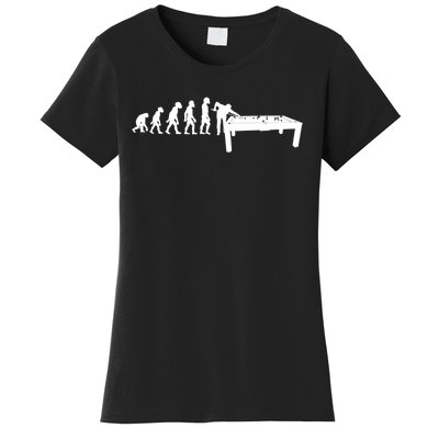 Funny Human Billiards Evolution 8 Ball Pool Cue Stick Player Meaningful Gift Women's T-Shirt