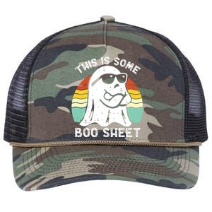 Funny Halloween Boo Ghost Costume This Is Some Boo Sheet Retro Rope Trucker Hat Cap