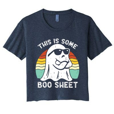 Funny Halloween Boo Ghost Costume This Is Some Boo Sheet Women's Crop Top Tee