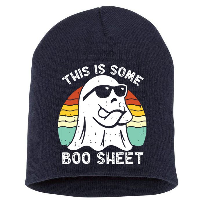 Funny Halloween Boo Ghost Costume This Is Some Boo Sheet Short Acrylic Beanie