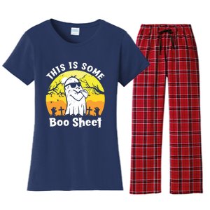 Funny Halloween Boo Ghost Costume This Is Some Boo Sheet Women's Flannel Pajama Set