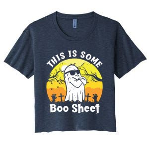 Funny Halloween Boo Ghost Costume This Is Some Boo Sheet Women's Crop Top Tee