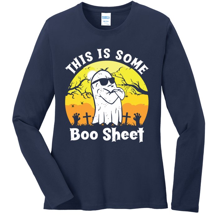 Funny Halloween Boo Ghost Costume This Is Some Boo Sheet Ladies Long Sleeve Shirt