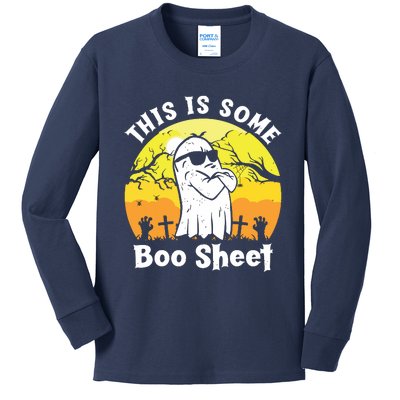 Funny Halloween Boo Ghost Costume This Is Some Boo Sheet Kids Long Sleeve Shirt