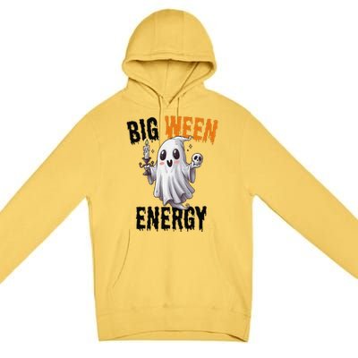 Funny Halloween Big Ween Energy Scary Ghost Premium Pullover Hoodie