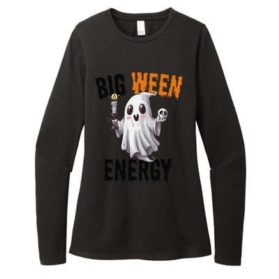 Funny Halloween Big Ween Energy Scary Ghost Womens CVC Long Sleeve Shirt