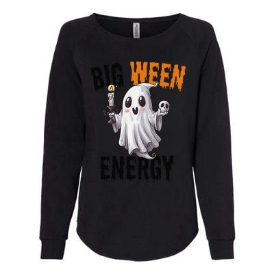 Funny Halloween Big Ween Energy Scary Ghost Womens California Wash Sweatshirt