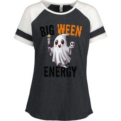 Funny Halloween Big Ween Energy Scary Ghost Enza Ladies Jersey Colorblock Tee