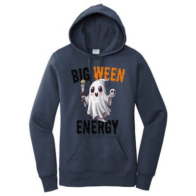 Funny Halloween Big Ween Energy Scary Ghost Women's Pullover Hoodie