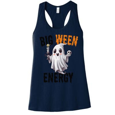 Funny Halloween Big Ween Energy Scary Ghost Women's Racerback Tank