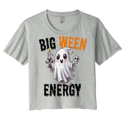 Funny Halloween Big Ween Energy Scary Ghost Women's Crop Top Tee