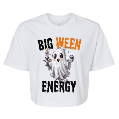 Funny Halloween Big Ween Energy Scary Ghost Bella+Canvas Jersey Crop Tee