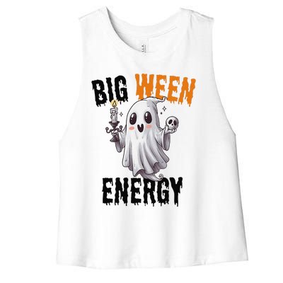 Funny Halloween Big Ween Energy Scary Ghost Women's Racerback Cropped Tank