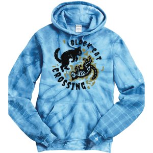 Funny Halloween Black Cat Crossing Gift Tie Dye Hoodie