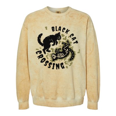 Funny Halloween Black Cat Crossing Gift Colorblast Crewneck Sweatshirt