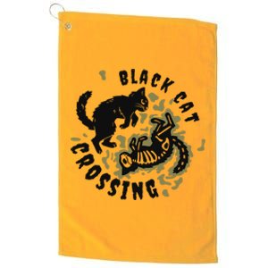 Funny Halloween Black Cat Crossing Gift Platinum Collection Golf Towel