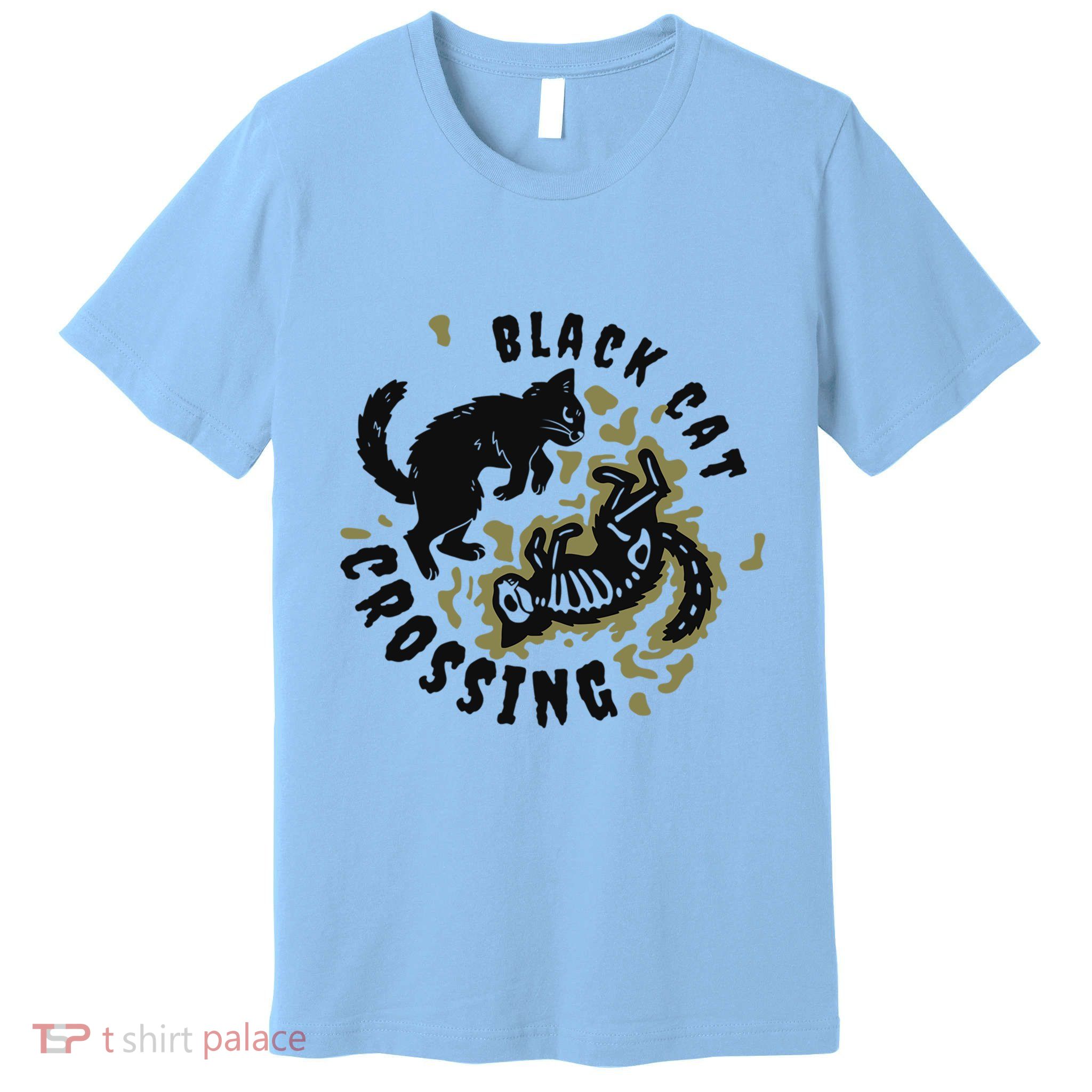 Funny Halloween Black Cat Crossing Gift Premium T-Shirt