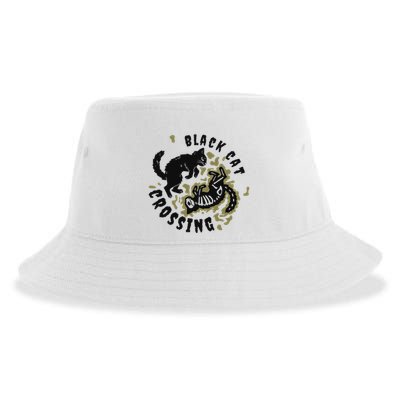 Funny Halloween Black Cat Crossing Gift Sustainable Bucket Hat
