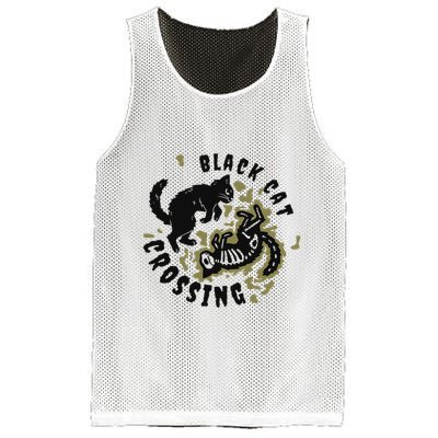 Funny Halloween Black Cat Crossing Gift Mesh Reversible Basketball Jersey Tank