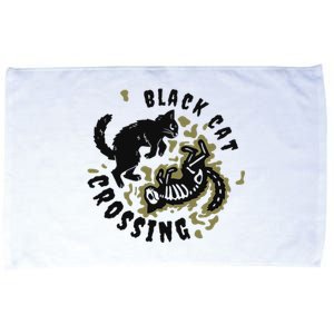 Funny Halloween Black Cat Crossing Gift Microfiber Hand Towel