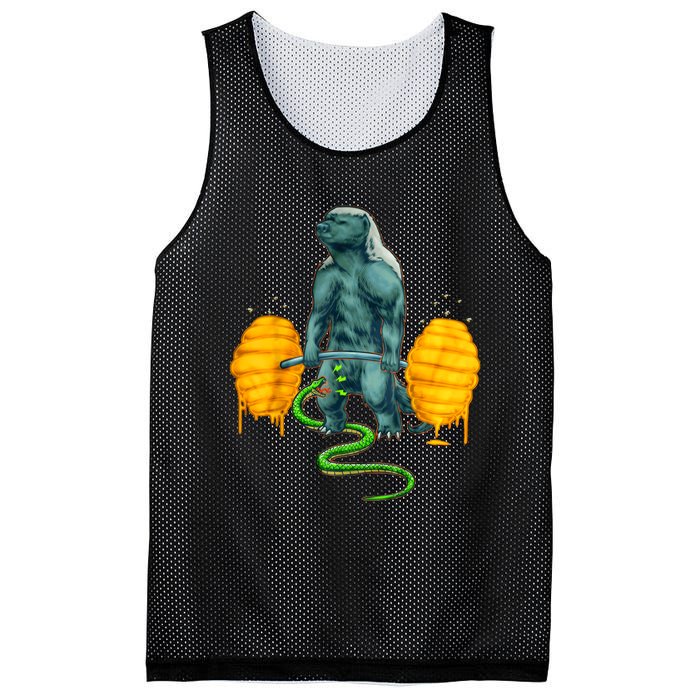 Funny Honey Badger Deadlifting Weightlifting Bodybuilding Mesh Reversible Basketball Jersey Tank