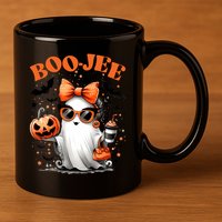 Funny Halloween Boojee Cute Ghost 11oz C Handle Ceramic Mug