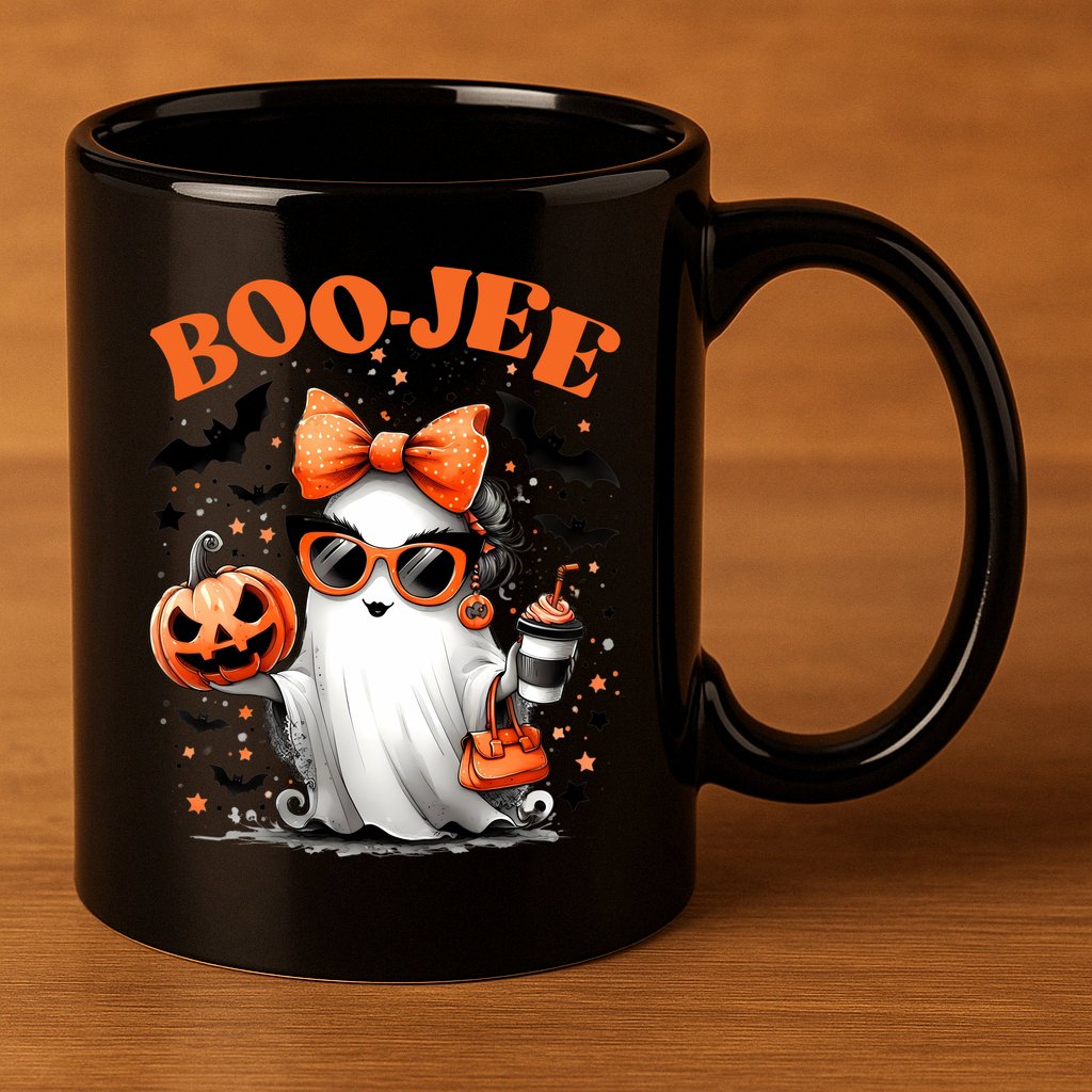 Funny Halloween Boojee Cute Ghost 11oz C Handle Ceramic Mug