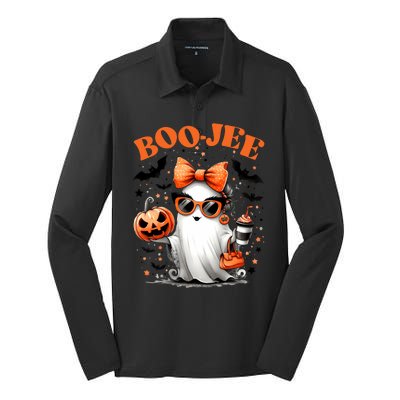 Funny Halloween Boojee Cute Ghost Silk Touch Performance Long Sleeve Polo