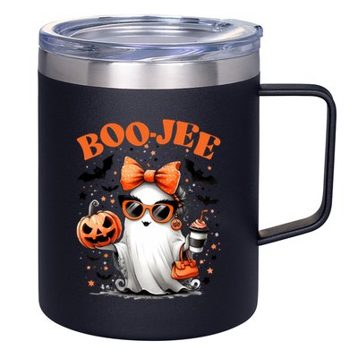 Funny Halloween Boojee Cute Ghost 12oz Stainless Steel Coffee Mug