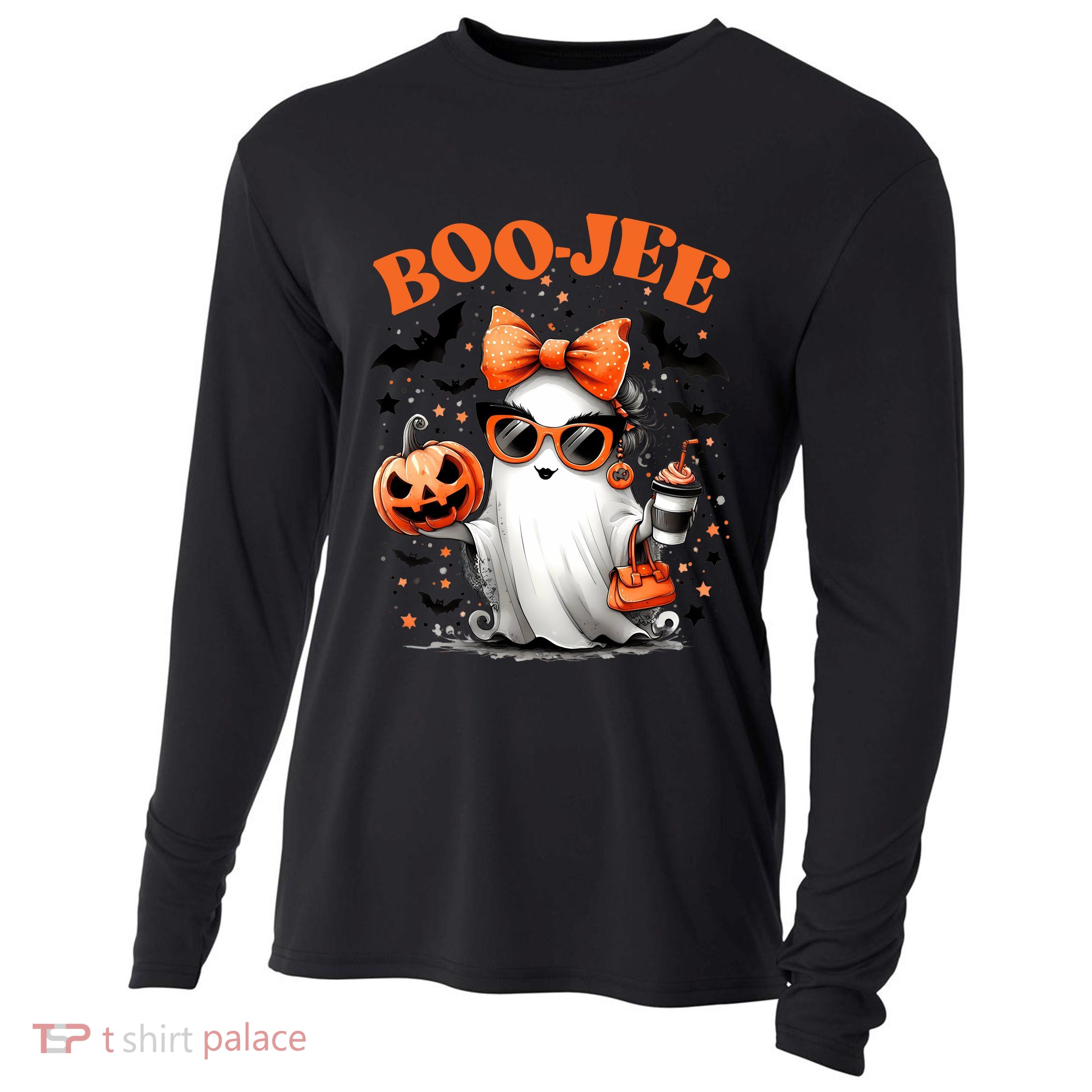 Funny Halloween Boojee Cute Ghost Cooling Performance Long Sleeve Crew