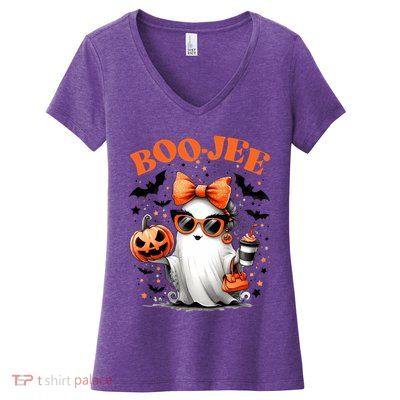 Funny Halloween Boojee Cute Ghost Women's V-Neck T-Shirt