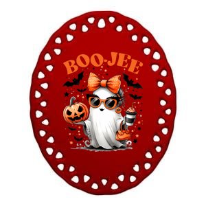 Funny Halloween Boojee Cute Ghost Ceramic Oval Ornament