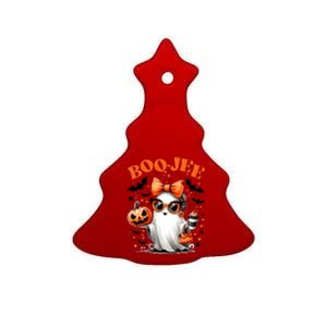 Funny Halloween Boojee Cute Ghost Ceramic Tree Ornament